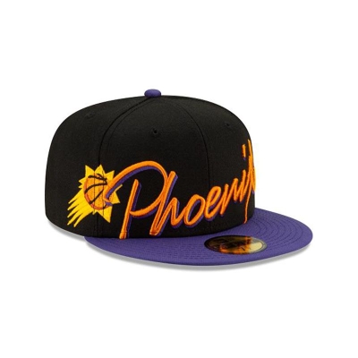 Phoenix Suns Gorra | New Era NBA Cursive 59fifty Fitted Cap Mexico - Negros